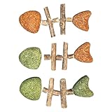 Katzen Kauspielzeug,3-Teiliges Fischgräten-Design Interaktives Holz-Kauholz,Kätzchen Zahnen...