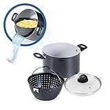 Genius Cerafit Magic Pot Kochtopf-Set 24cm - Topf 6,4l mit Siebeinsatz & Glasdeckel für einfaches...