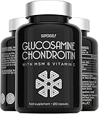 Glucosamin und Chondroitin Hochdosiert – Glucosaminsulfat mit Chondroitin, MSM & Vitamin C – 120...