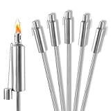Froadp 6er Set Gartenfackeln für Draußen Öl 330ml Fackeln aus Edelstahl 115 cm Hoch Ölfackeln...