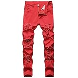 Jeans für Herren, Sommer, leicht, Slim Fit, Hip-Hop-Hose, Retro, gerade, zerrissen, Mode, Denim,...