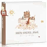 Mein erstes Jahr Babyalbum, Hochwertig Babytagebuch boho Baby Erinnerungsbuch für das erste...