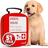 PURAHELP Erste Hilfe Set Hund und Katze - 51 Teile Inkl. Zeckenzange, Pinzette, Tourniquet und...
