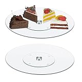 Relaxdays Tortenplatte 2er Set, 360° drehbar, ∅ 30 cm, zum Servieren & Dekorieren, runde...