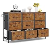 Flur Kommode mit 9 Stoffschubladen - Wohnzimmer Industrial Metall Schubladenschrank -...