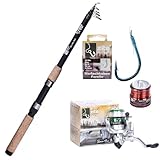 Zite Fishing Forellen Angelset | Teleskoprute 240cm + Angelrolle Bespult mit Ersatzspule +...
