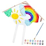 Toyvian DIY Flugdrachen Blanko Lenkdrachen mit Farbiger Acrylfarbe und Pinsel für Jungen und...