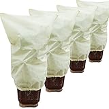 Muzhira 4pcs Winterschutz-Haube, 50g/m² 60cm x 80cm Frostschutzhaube für Pflanzenmit mit Zugband,...