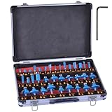 35 tlg Fräser Set für Oberfräsen - Geeignet für 8mm Schaft, Hartmetall Fräser, Holzfräser...