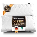 John Cotton Kopfkissen 40x80 cm – 2er Set Hotel-Luxus-Stepp-Kissen für Nackenschmerzen,...