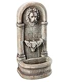 Dehner Gartenwandbrunnen Faro mit LED Beleuchtung, ca. 103.5 x 38 x 49.5 cm, Polyresin, grau