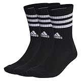 Adidas, 3-Stripes Cushioned Crew Socks 3 Pairs, Socken, Schwarz-Weiss, M, Unisex-Adult