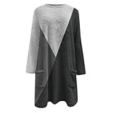 Generisch Sweatshirt Damen Pullover Winter Elegant Langarm Rundhals Oberteile Farbblock Casual...