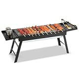 Klappbarer Holzkohlegrill,Outdoor Grill Mit Seitentisch - Tragbares BBQ Zubehör Für Picknick...