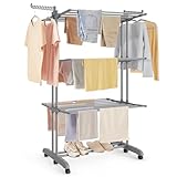 SONGMICS Wäscheständer, Standtrockner 4 Ebenen, Flügelwäscheständer, klappbare Flügel, mit...