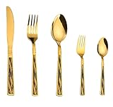 HAIXIAOCUI ls Set Silberbesteck, Goldbesteck, 4-teilig, mit Steakmessern, hochglanzpolierter...