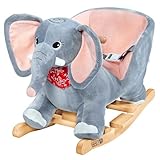 Deuba Spielwerk® Schaukeltier Elefant inkl. Sound Effekt Sicherheitsgurt Plüsch Schaukel Wippe...