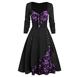 Graceyo Damen Mittelalter Kleid Gothic Kleider, Steampunk Kleid Gitter A-Line Partykleider Lace Up...