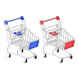 2 Stück Mini Einkaufswagen, Supermarkt Handwagen für Kinder und Erwachsene - Tischdekoration...