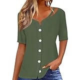 Damen Sommer Tops UK T-Shirt Tee Print Kurzarm V-Ausschnitt Knopfleiste Cardigan T-Shirt Top Tops...