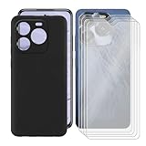 KJYFOANI für Oukitel C65 Hülle und 4 Stück Gehärtetem Glasfolie, Schwarz Weich Silikon Case...