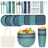 WUSUPU Camping Geschirr Set,55 Teiliges Unzerbrechliches Geschirr Set,Wiederverwendbar Camping für...