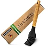 BAMBUA Backpinsel Silikon - [100% Plastikfrei] Silikonpinsel mit Bambus - Zum Backen und Grillen -...