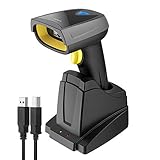 Inateck 2D Barcode Scanner Bluetooth, Wireless QR Code Scanner mit Intelligenter Ladestation, 2D...