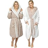 CalmyLIFE Bademantel Damen flauschig Morgenmantel - mit Wendefunktion kuschelige Bademäntel mit...