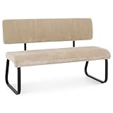 IDIMEX Esszimmerbank MATESE aus Kord, beige – gemütliche Sitzbank mit Rückenlehne, gepolstertem...