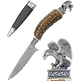 Funk Hirschhorn Trachtenmesser mit Damastklinge und Zierfigur - Adler