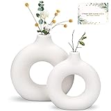 TAVADA Donut Keramik Vase Satz von 2 für Moderne Home Decor, Runde Matte Vasen für...
