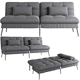 COMHOMA Schlafsofa mit Schlaffunktion – Futonbezug ausklappbar – Ecksofa – Gästesofa 3-Sitzer...
