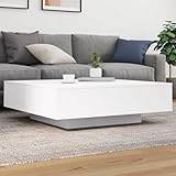 ULUYYUC Weißer Couchtisch aus Holzwerkstoff 100x100x31 cm Moderner Beistelltisch für Wohnzimmer...