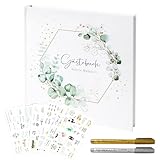 Dadabig Gästebuch Hochzeit Set, Hochzeitsgästebuch mit Sticker und Stifte, 120 Seiten Blanko...