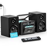 Greadio Stereoanlage mit CD Player und Kassettenrekorder, 40-W-Lautsprecher mit Bluetooth 5.1,...