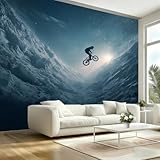 Nautische Landschaft Radfahrer Blau Fototapete Vliestapetenkleister 350x256cm (B x H) - Foto Tapete...
