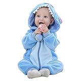 TMEOG Unisex Baby Romper Cute Warm Hase Stich Tier Lange Ärmel Reißverschluss Verdickte Fleece...