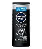 NIVEA MEN Active Clean Duschgel (250 ml), pH-hautfreundliche Pflegedusche mit maskulinem Duft,...