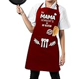 Tarklanda Kochschürze Mama Geschenk Schürze mit Spruch Bei Mama schmeckt's am besten! Damen...