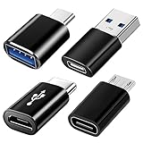 USB C Adapter 4 Stück, USB C zu USB 3.0 OTG Adapter, Micro USB auf USB C Adapter Buchse zu Stecker...