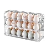 Eieraufbewahrung für den Kühlschrank, transparenter 3-lagiger Eierbehälter, platzsparendes...