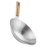 VINTORKY Edelstahl Wok Pfanne Mit Holzgriff Inkl Deckel Für Haushalt Und Restaurant 30 Cm Ideal...