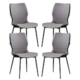 Modern Dining Chair Leather Dining Chairs Set of 4,Wrought Iron Leg Living Room Side Chair Bedroom...