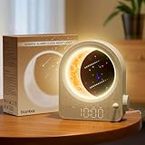 blonbar Wecker & Mondlampe kombinieren,3 Stufige Helligkeit Nachtlicht Nachttischlampe mit...