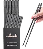 Annvchi EssStäbchen 10 Paar - Japanische Chopsticks Schwarz Stäbchen für Asiatisches Geschirr...