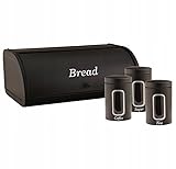 ZILNER Premium Black Metal One-Piece Bread Loaf mit Kaffee-, Tee- und Zuckerbehälter ZL-1110...