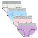 Damen Slips Set 4 Stück Baumwolle Unterhosen Formender Hohe Taille Bauchweg Unterwäsche...