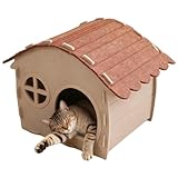 Katzenhaus - 20 cm Haustierhütte Kuschelhöhle Kuschelhöhle | Wetterfestes Katzenhaus Outdoor für...
