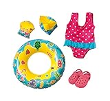 Heless 88 - Schwimm-Set für Puppen, Badeanzug, Clogs, Schwimmring und -flügel mit lustigen Bade-...